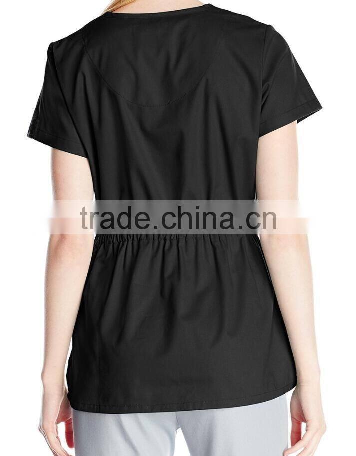 women's button-front scrub top longer length medical scrub