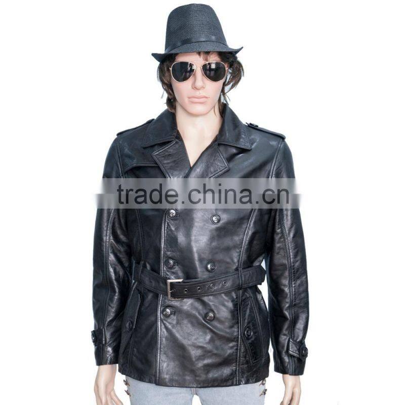 DOUBLE PRESS OFFICER LEATHER COAT SHEEP LEATHER