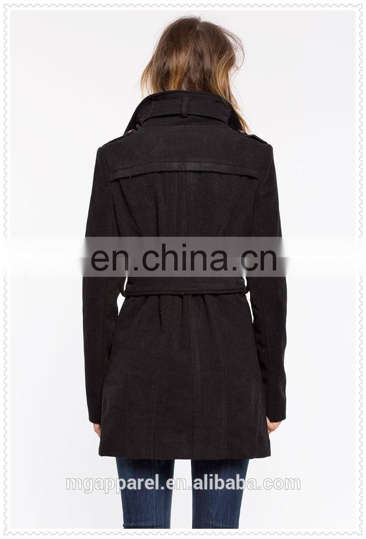 best selling classic wool-blend double-breasted women's coat wholesale