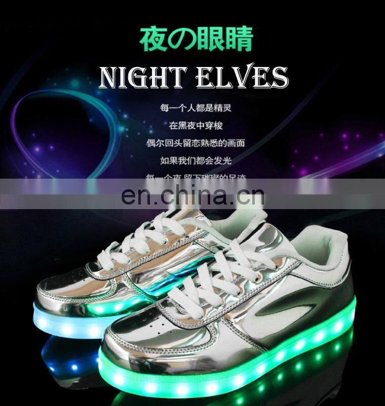 wholesale shining mirror finish PU leather street dance night club LED shoes