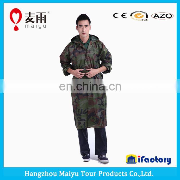 1pc waterproof camouflage rain suit long rain poncho