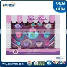 Newest preschool play pink flower kids tea set with bag