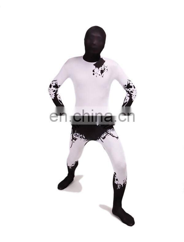 White & Black Lycra Spandex Zentai Costume Halloween Party Mask/Hood Open Face/Eyes/Full Hood