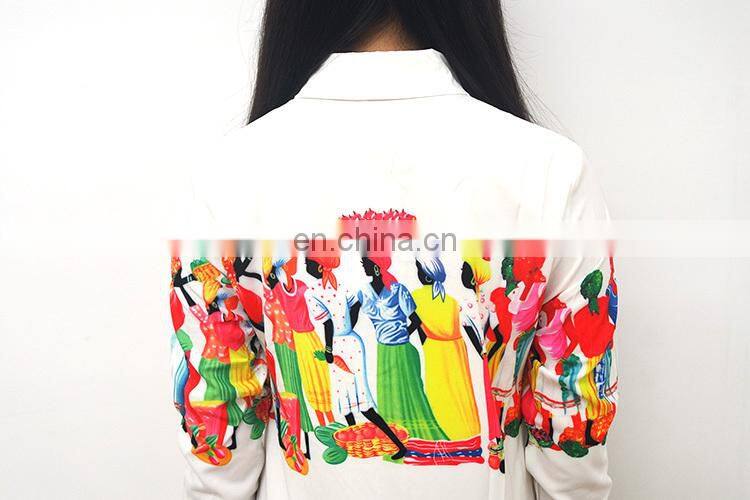 White printing long sexy casual colorful beach dress