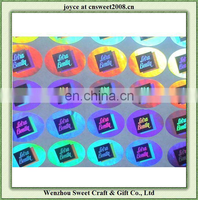 cheap PET hologram sticker with customized logo