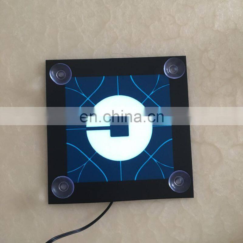 new uber glow car sticker with rubber suction cup attach on the car window DC3V USB DC12V inverter
