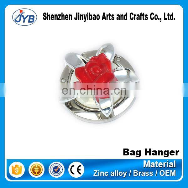 Promotional acrylic heart shape diamond metal bag hook/purse hanger