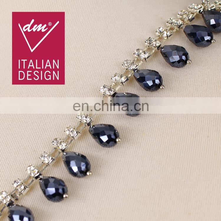 Fancy crystal rhinestone chain trimming for clothing
