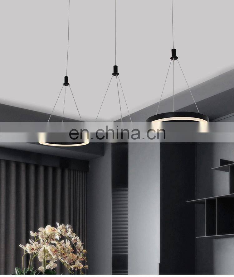 Restaurant chandelier three head simple modern restaurant lamp creative art LED strip dining room lamp black table lamp