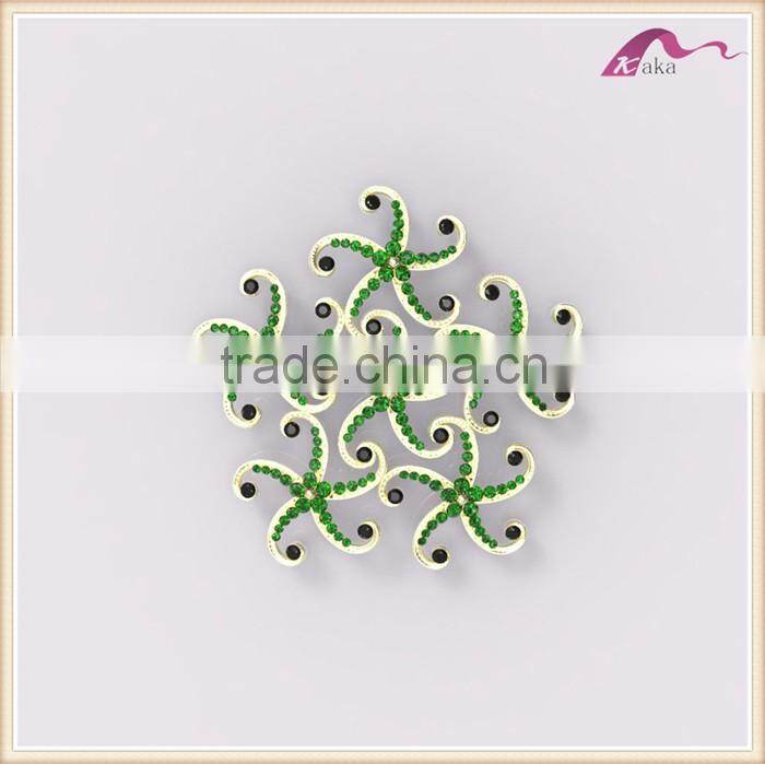 Fashion Beautiful Bulk Crystal Decorative Star Fish Brooch For Gifts