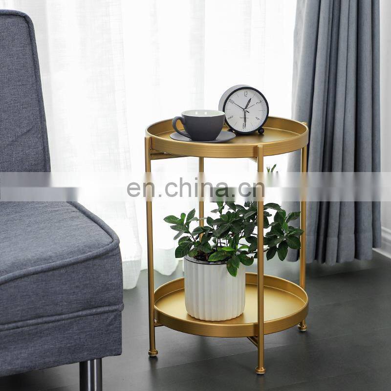 fashion style furniture Round Shape grey color Coffee tray Table and end table with single drawer storage for outdoor and indoor