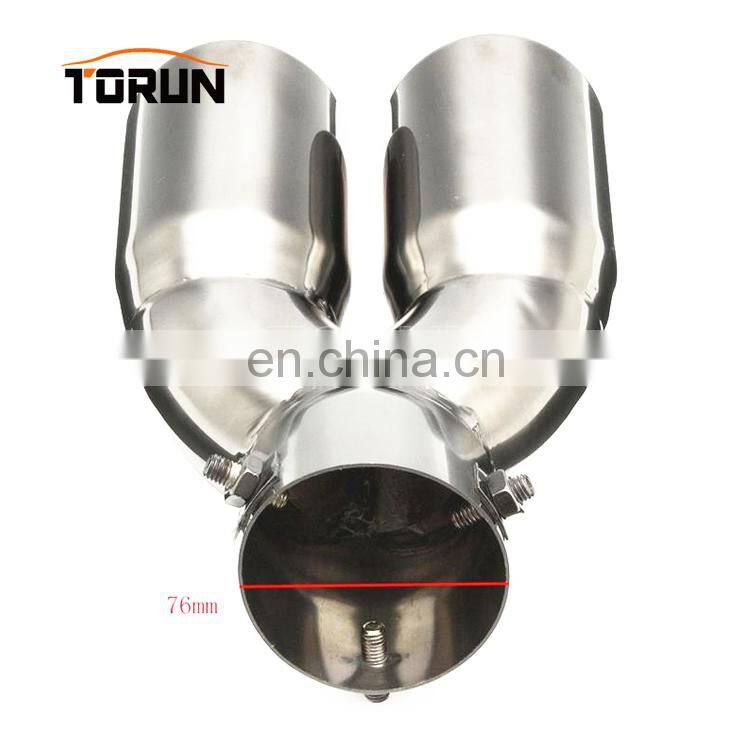 76mm 3" Universal Car Stainless Twin Double Dual Chrome Exhaust Pipe Muffler Tail Tip