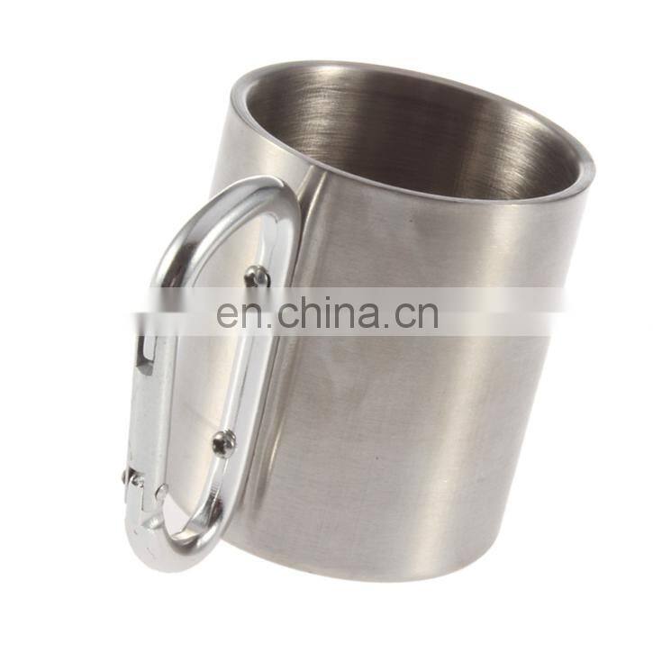 Stainless Steel Coffee Mug Wholesale Gift Cup Carabiner Hook Double Wall Travel Mug