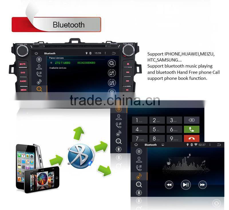 Pure Android 4.4 HDCapacitive 8" Touch Screen Car Audio Radio for Toyota corolla GPS NAVI , WIFI,BLUETOOTH,SWC,MP3,USB,SD,AUX,3G