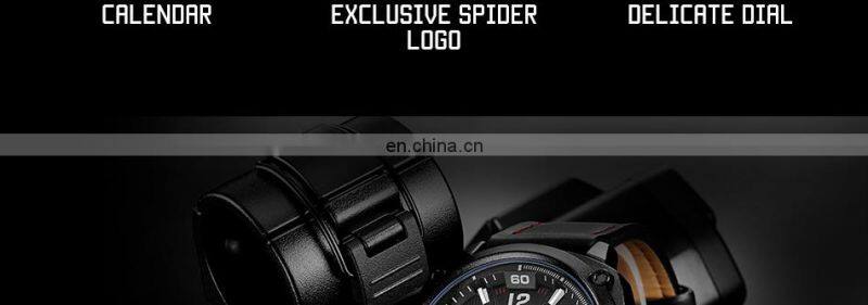 SINOBI Spider Man Watch S9741G Luminous Dial Male Wrist Watch Luxury Calendar Window Masculine Watch Jam Tangan Pria