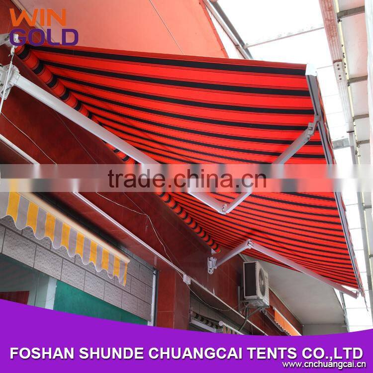 Heavy duty remote control retractable folding arm awning