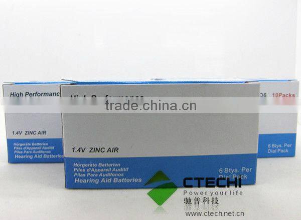 1.4V A13 Zinc-air button battery in Blister Card for hearing aid