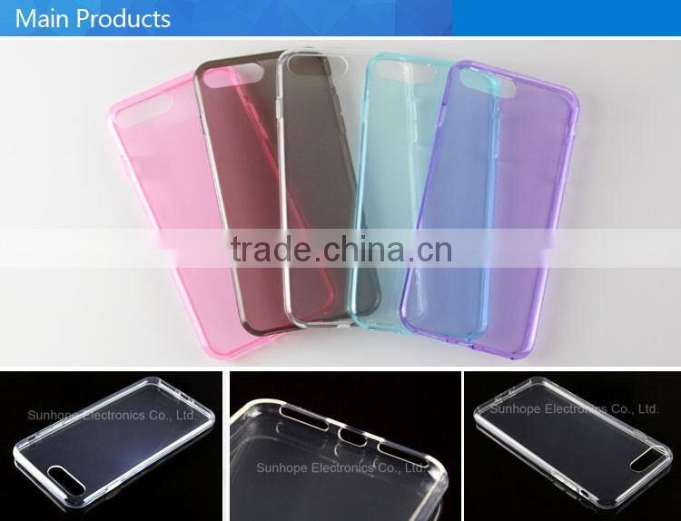 clear Transparent tpu soft cell phone cover for Iphone 7 plus phone skin