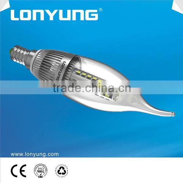3W led candle bulb transparent bulb for chandelier