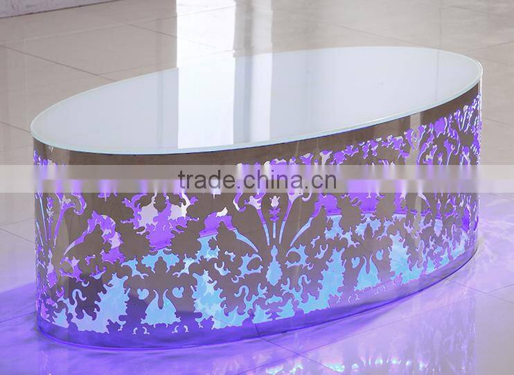 Stainless steel round tea table hollow out design
