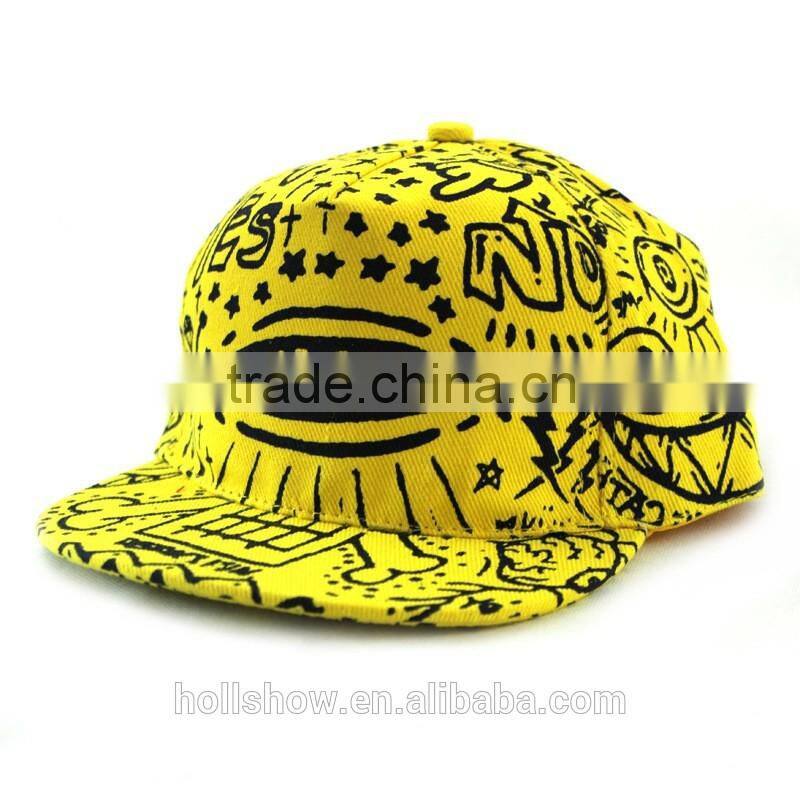 Best Selling Fashion Large Eye Printed Adult Hiphop Flat Cap Snapback