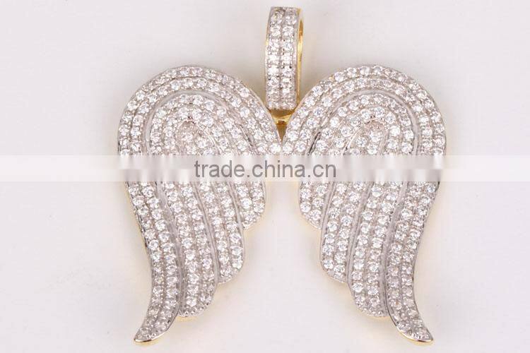 925 Sterling Silver Necklace Cz Angel Wing Religious Pendant Necklace