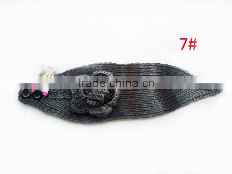 Beautiful Colorful Yarn Knittig Flower Decorated Fashion Women Head Band