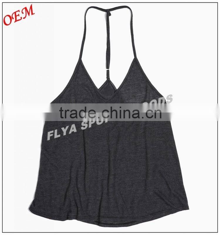 wholesale womens top quality cotton adjustable T-back strap gym tank top