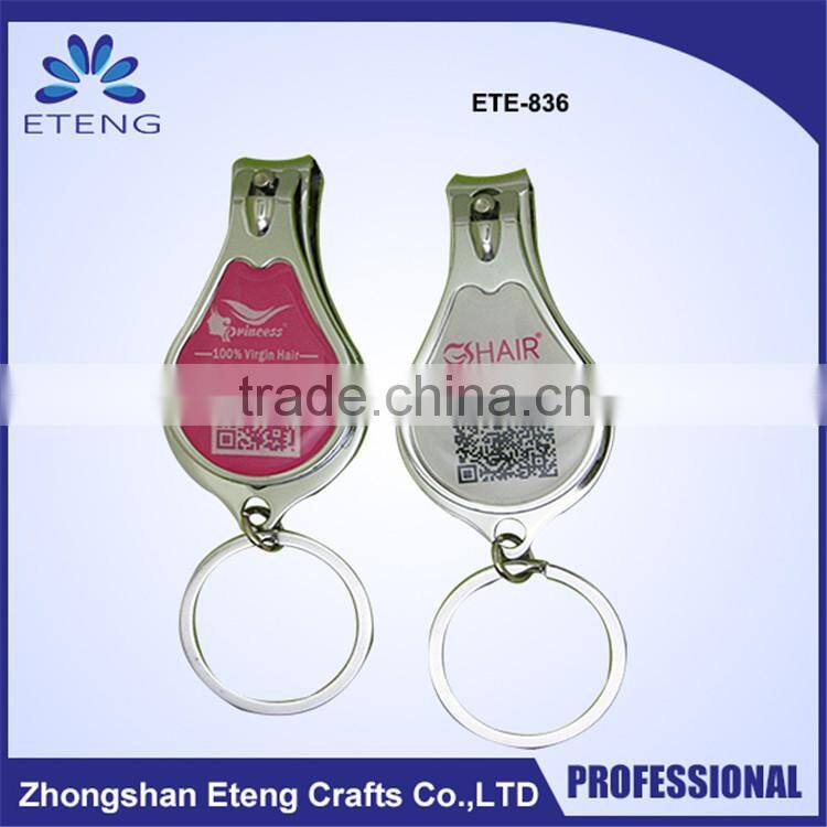 Promotion custom printed bottle opener keychain nail clipper