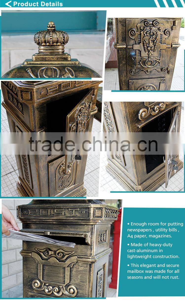 The Most Popular Style In Europe Traditional Desigh Crown Decorative External Post Box From China