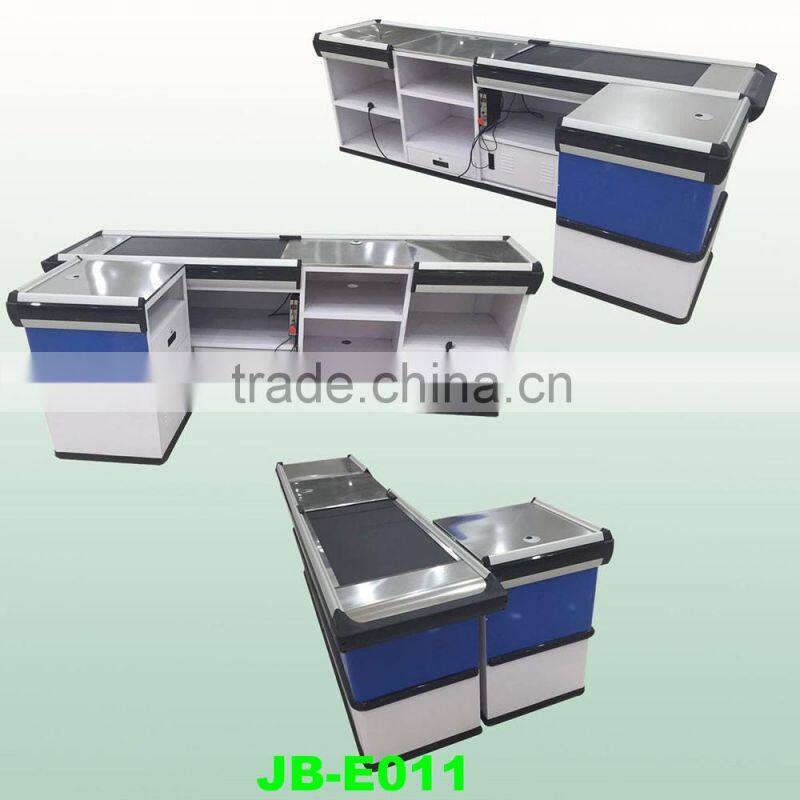 convenience store checkout counter with conveyor belt