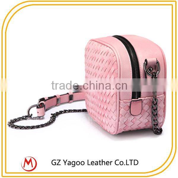 Wholesale Pink Leather Woven Teen Bags