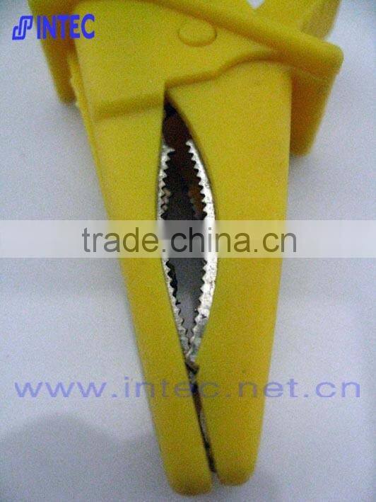 Jumper Wires Alligator Crocodile Roach Test Clip Plastic Handles Crocodile clips 85mm yellow color I00172