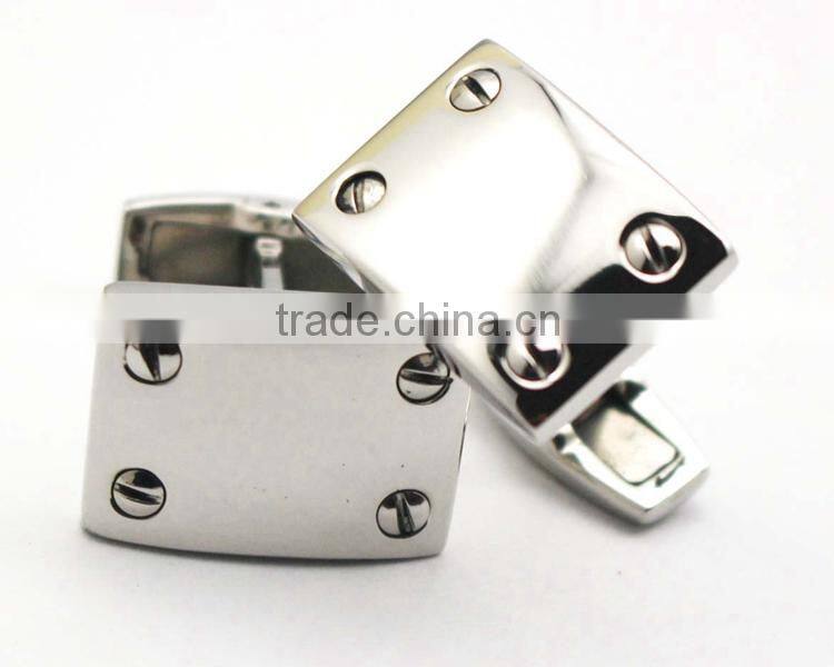 Stainless Steel Silver rectangle personalized cool cufflinks for men