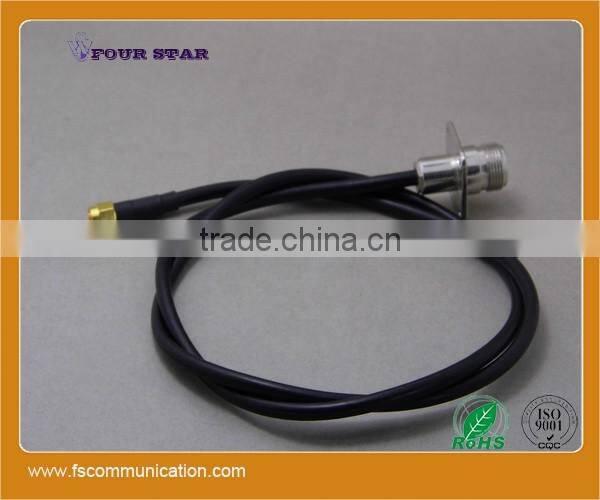 RG58 cable assembly with SMA Male Crimp to N Female Crimp 25.4mmSQ Flange Connetcors