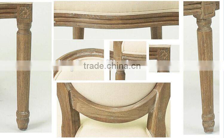 Hand carved french style fabric cover dining chair/wood design louis chairs(CH-211-1-Oak)