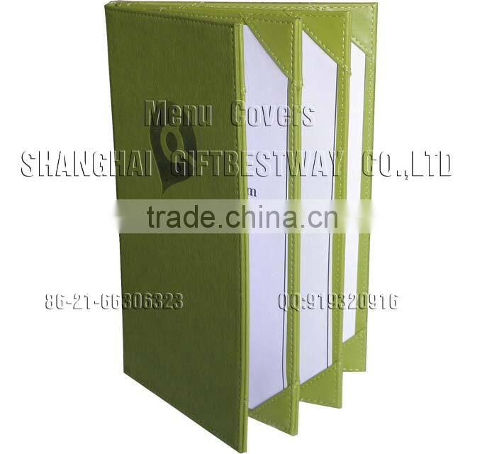 4 folder PU leather menu cover leather menu holder