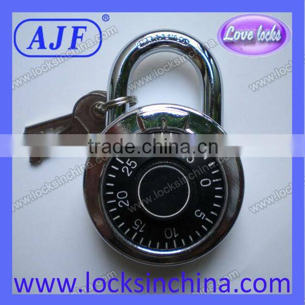 1 7/8" Locker lock with 3 dial combination lock and key for cabinet