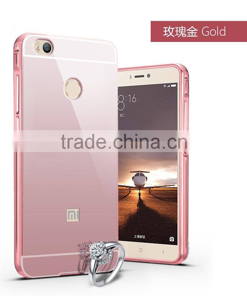 Aluminum Metal Bumper And Mirror PC Back Phone Case Cover For Xiaomi MI 5 For Mi 4S