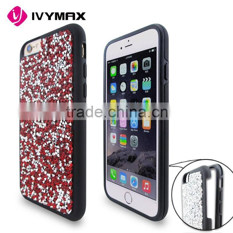 IVYMAX Red Mini Crystals Rhinestones Desire Candy Skin Cover with Soft TPU Frame For Iphone 6s phone case