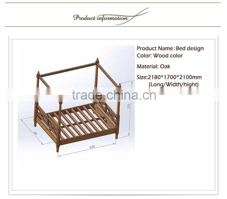Bed room furniture design antique wooden bed with mosquito net
