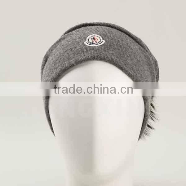 Custom grey wool pom pom beanies