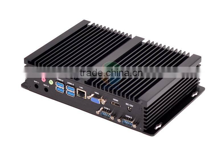 Wholesale fanless mini pc with 2 COM 4 USB 3.0 Intel Celeron 1037u processor 4G RAM 120G SSD