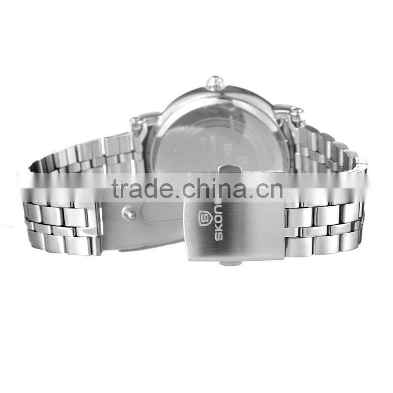SKONE 7214 cheap mens water resistant japan movt quartz watch stainless steel