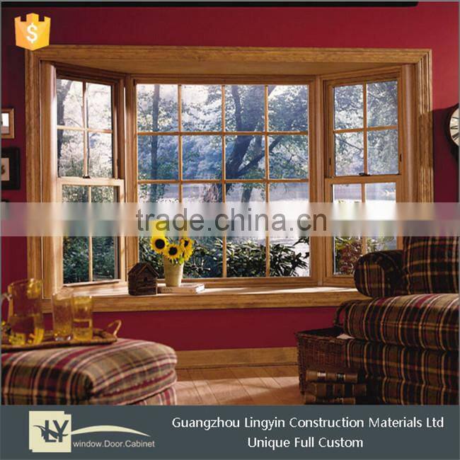 2015 Newest Style podwer coated colorful wooden aluminum double glass window and fixed combination windows in Guangzhou