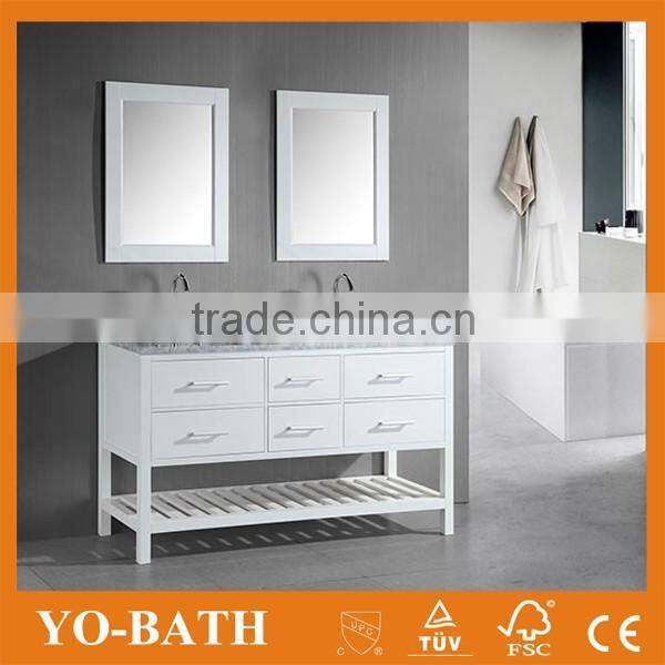 60"white free standing marble top bath vanity