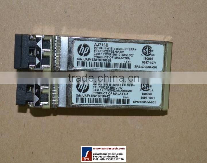 HP AJ716B AJ716A 670504-001 AJ716-63002 HP 8Gb SW SFP+ FTLF8528P2BNV-H2 HP 8GB SHORTWAVE B-SERIES FIBRE CHANNEL 1 PACK SFP+ TR