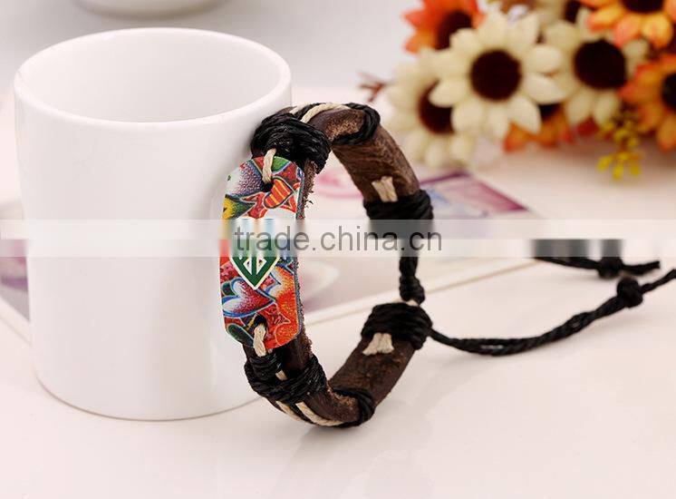promotional custom leather bracelet, leather cord for jewelry