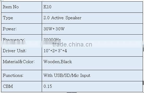 professional 10 inch wooden speaker,30w home theater speaker