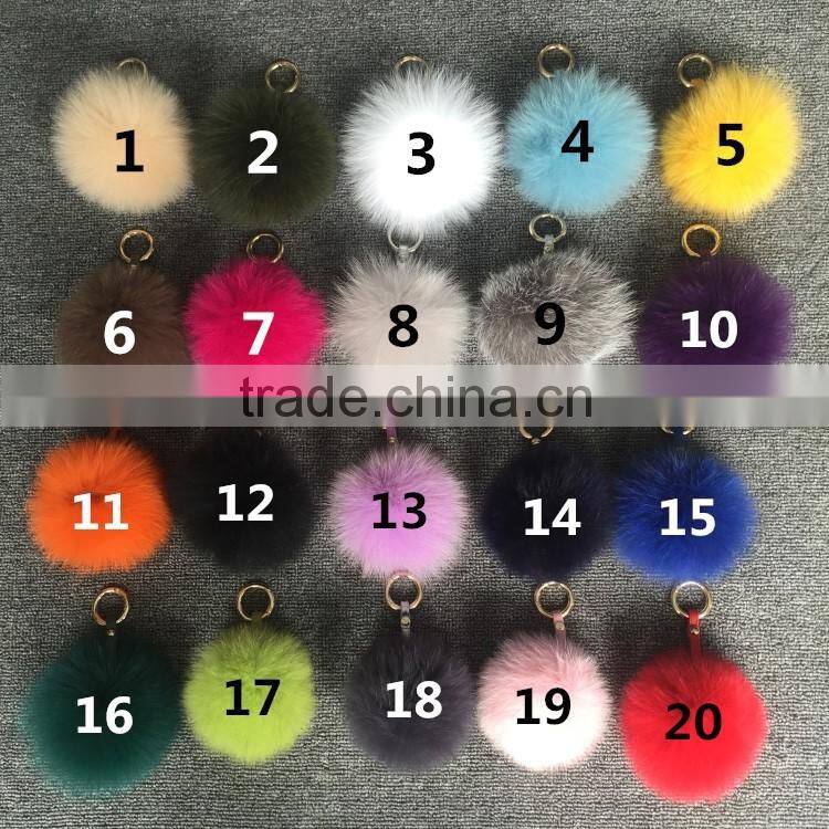 Real Natural Fox Fur Ball Pompom Keychain Hanging Accessory Pendant